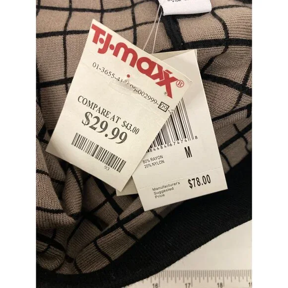 Vintage Y2K Carmen Marc Valvo Womens M Grid Pattern Skirt 80% Rayon 20% Nylon - Picture 8 of 9